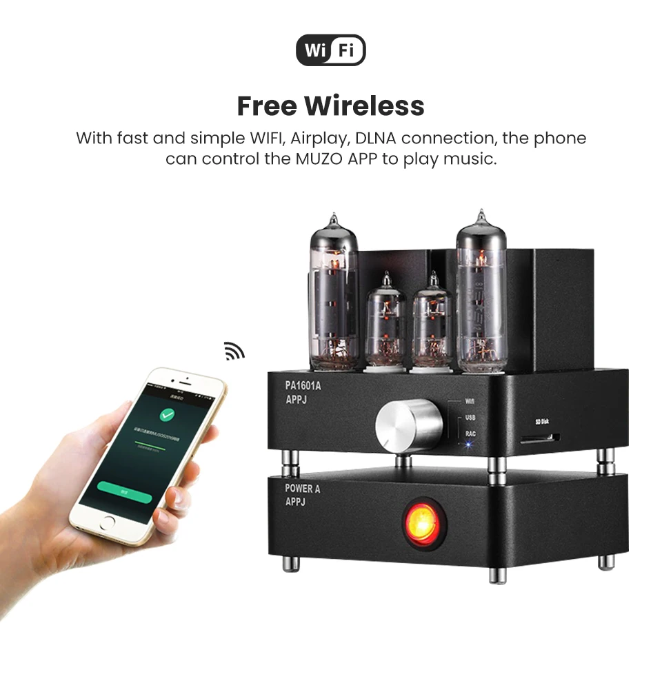 AIYIMA HIFI Wifi усилитель PA1601A 6J1+ 6P14(el84) Вакуумный ламповый усилитель Настольный цифровой аудио Hifi музыкальный плеер без потерь