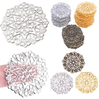 50pcsbag diy jewelry earrings ear stud pin filigree flower wraps connectors for diy jewelry making accessories