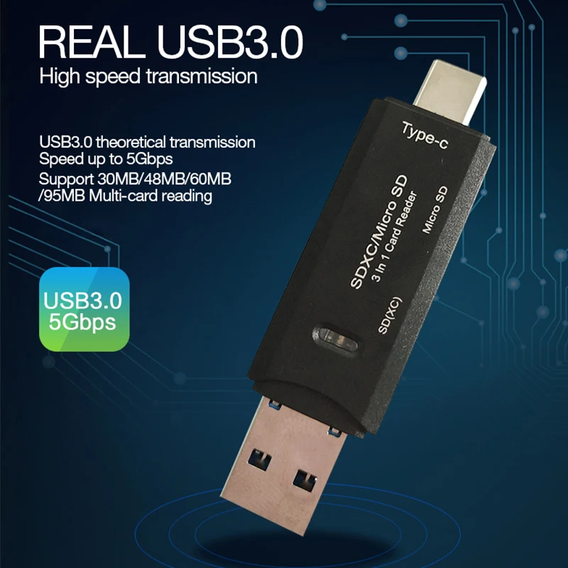UTHAI C18 мульти-кардридер USB 3,0 SD/Micro SD TF OTG Смарт-карта памяти адаптер для ноутбука USB 3,0 type C кардридер