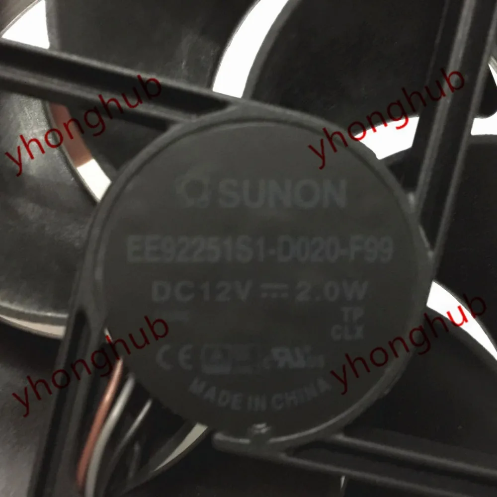 SUNON EE92251S1-D020-F99 AC/DC 12V 2 0 W защитного стекла 92x92x25 мм 3-Провода Сервер вентилятор