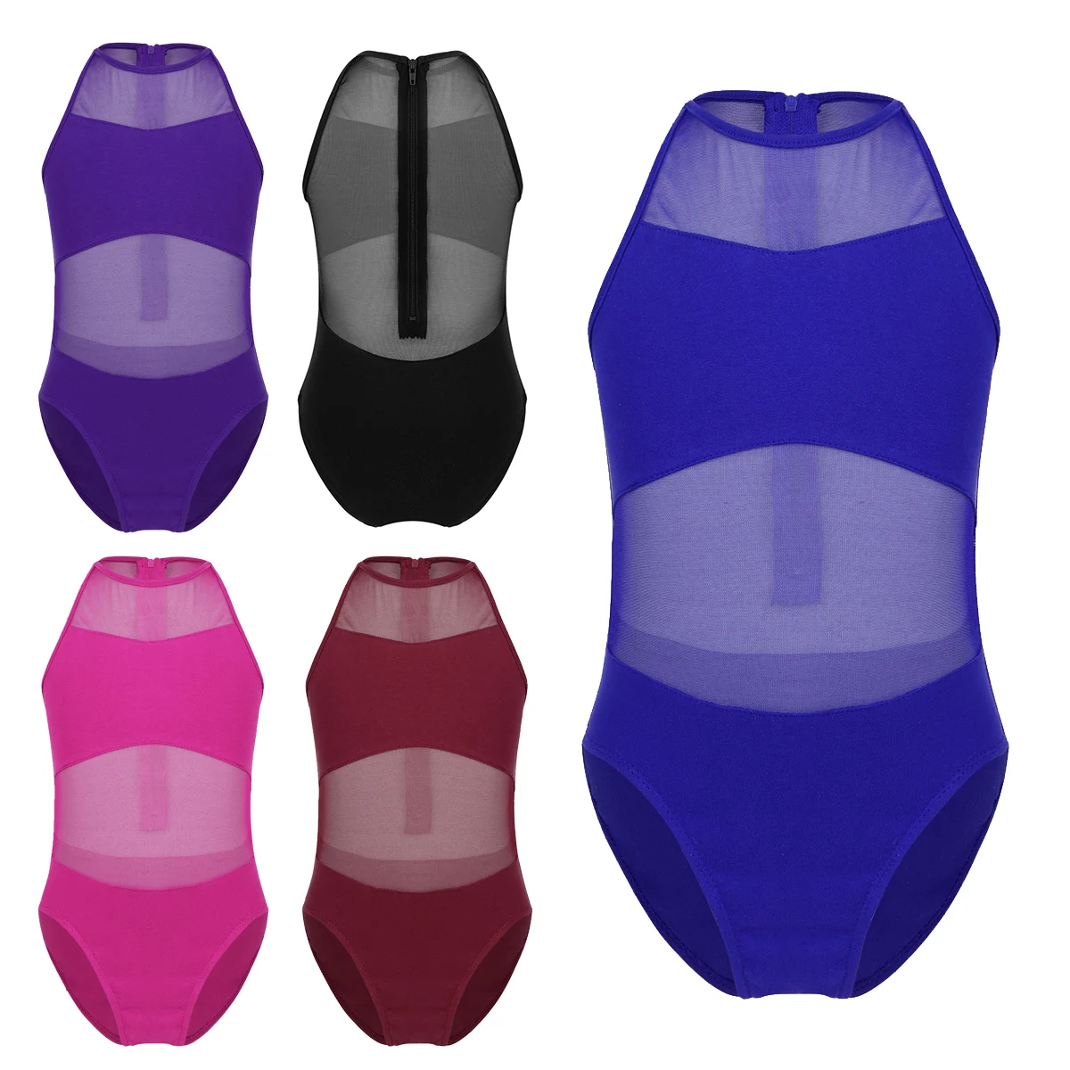 TiaoBug/детское Сетчатое балетное трико без рукавов для танцев гимнастическое