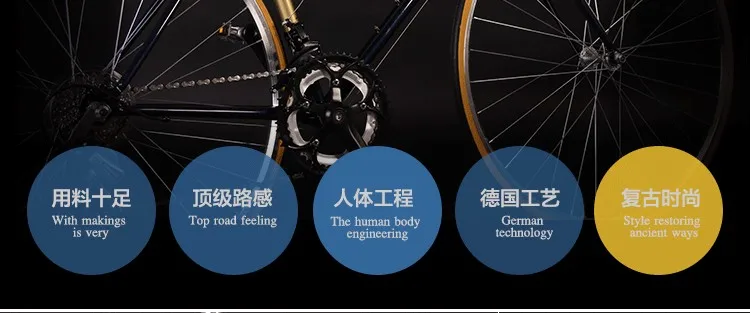 Road Bicycle Fixed Gear Bike 49cm Completed 14 speed Road Bicycle Retro bike frame plating framee
