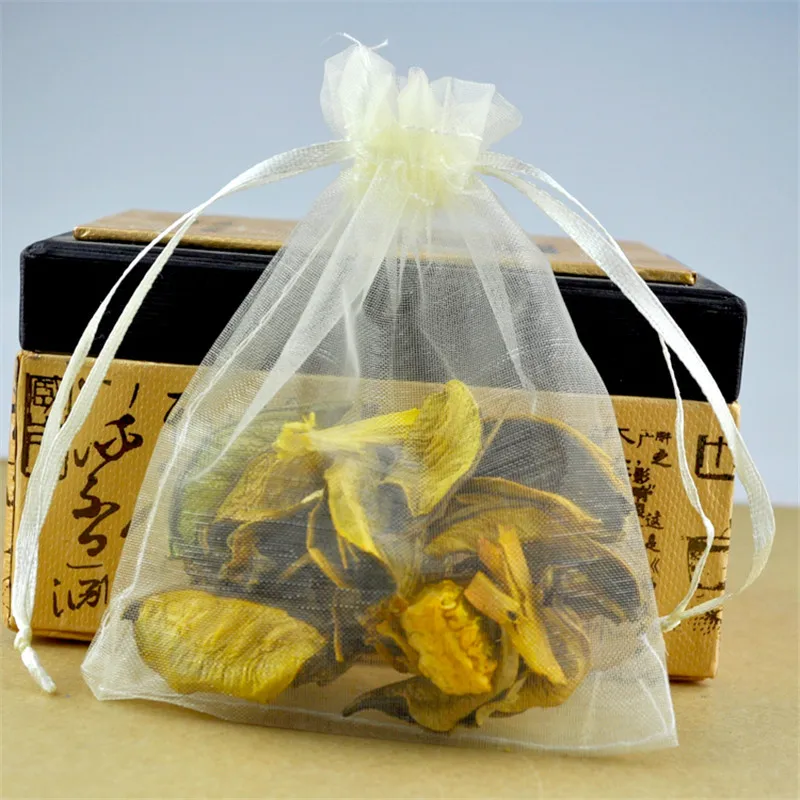 500 шт./лот сумки из органзы цвета слоновой кости 7x9 см маленькие очаровательные