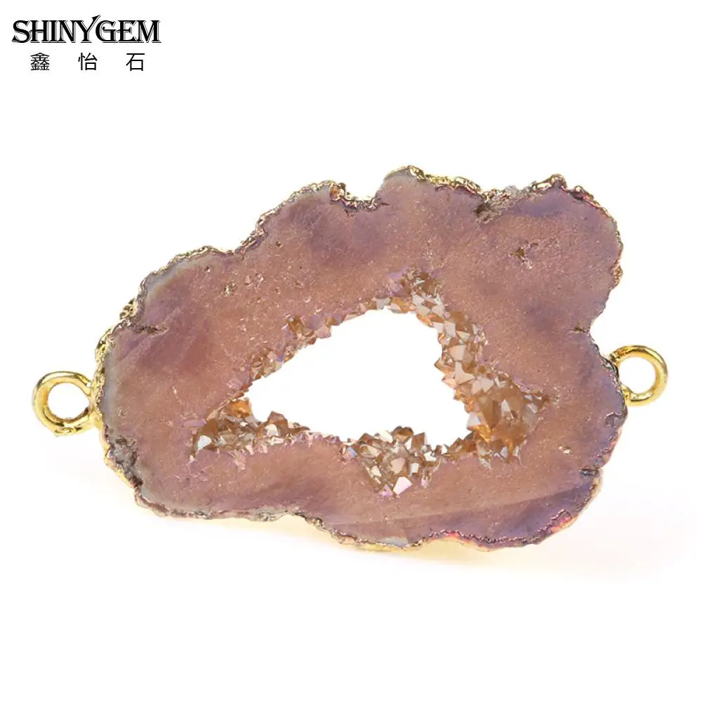 ShinyGem из друзы Камень Подвески минеральные Натуральный Камень Подвески для изготовления ювелирных изделий Разъемы для DIY ювелирных изделий 5 шт