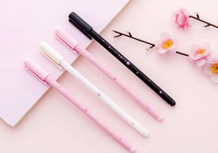 Комплект из 3 предметов Kawaii вишня в цвету, прекрасные гелевая ручка подпись ручка Эсколар. школы канцелярский подарок для ученика