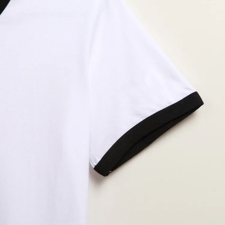 Белая и черная женская футболка с коротким рукавом круглым вырезом простая