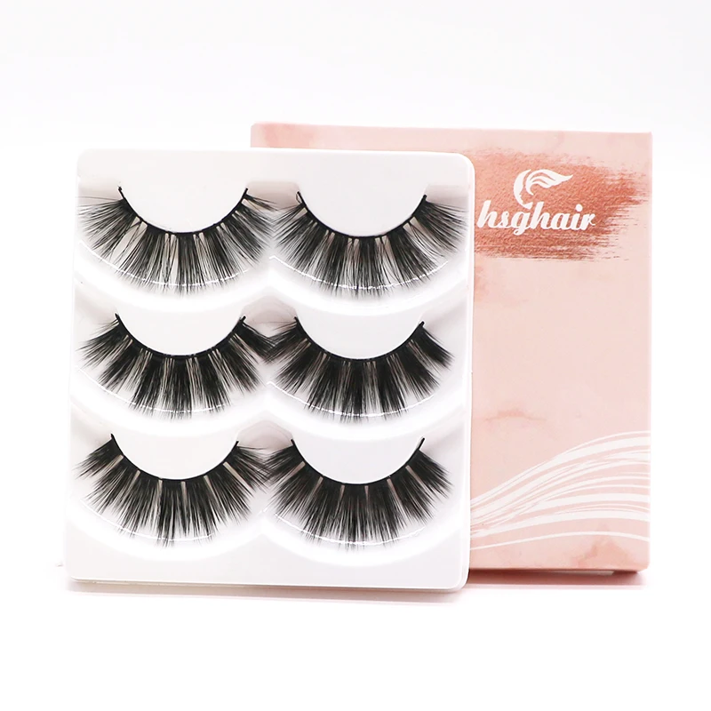 3 пары длинные натуральные тонкие накладные ресницы искусственные 3D норковые