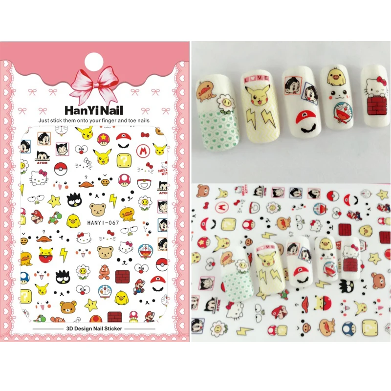 Nails Art Manicure Japan Cartoon Sticker One Piece Decorations Pokemon Totoro Design Pirate Brand Nail Stickers Decoration Decal | Красота и