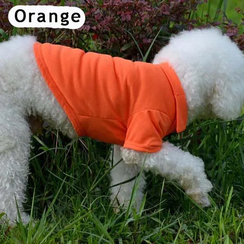 Orange 12 шт./партия хлопковая собачка рубашки поло дышащие футболки для собак одежда для весны и лета - Цвет: Orange