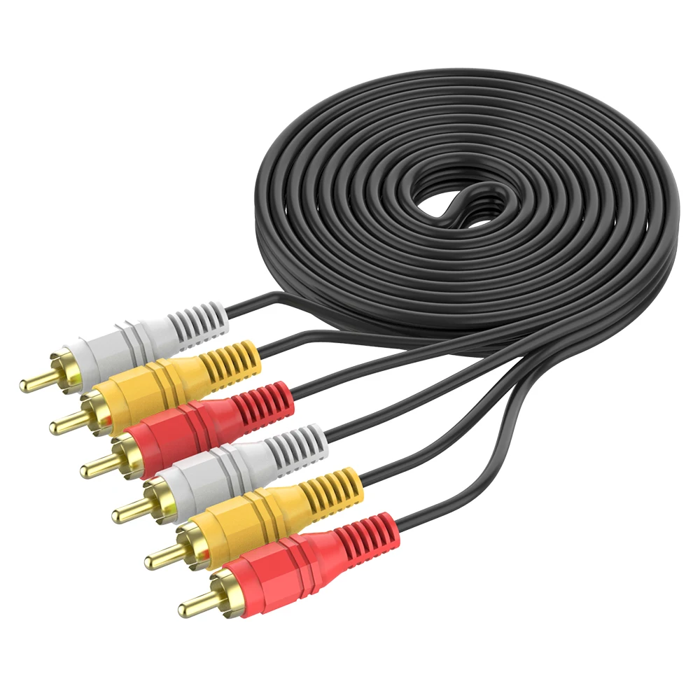 Аудиокабель 3RCA 3 RCA Male 4N OFC позолоченный аудиокабель для домашнего кинотеатра DVD ТВ