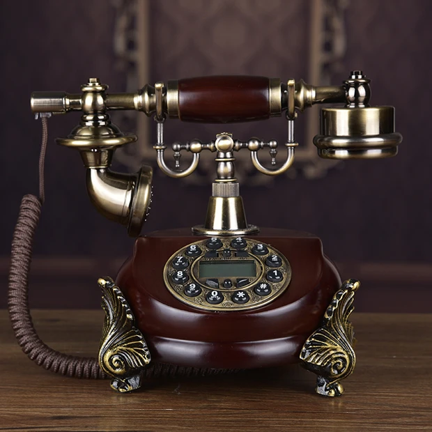 Античный китайский телефон фиксированный с деревянным ключом стационарный
