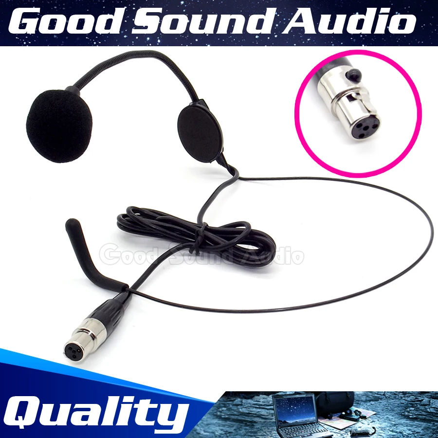 

5Pcs Mini XLR 4 Pin Plug Wired HeadWorn Condenser Microphone Headset Mic For SHURE Wireless Karaoke System Bodypack Transmitter