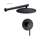 Smesiteli 100% латунный матовый черный 8-дюймовый круглый душ с дождевой насадкой + 400 мм прямой настенный кронштейн с смесителями смеситель для ванной комнаты