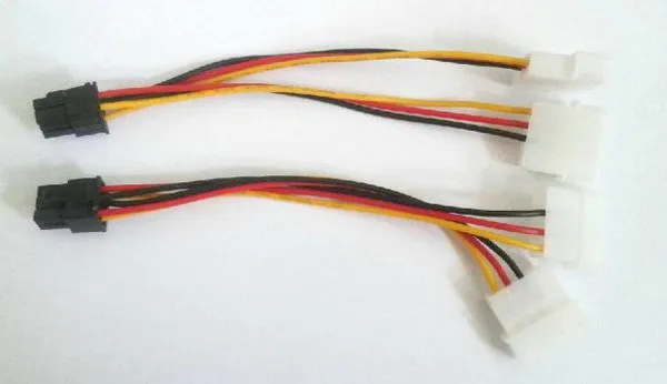 Прямая поставка + Бесплатная доставка 2 x Molex к PCI E адаптер питания 4 Pin 6 видеокарта