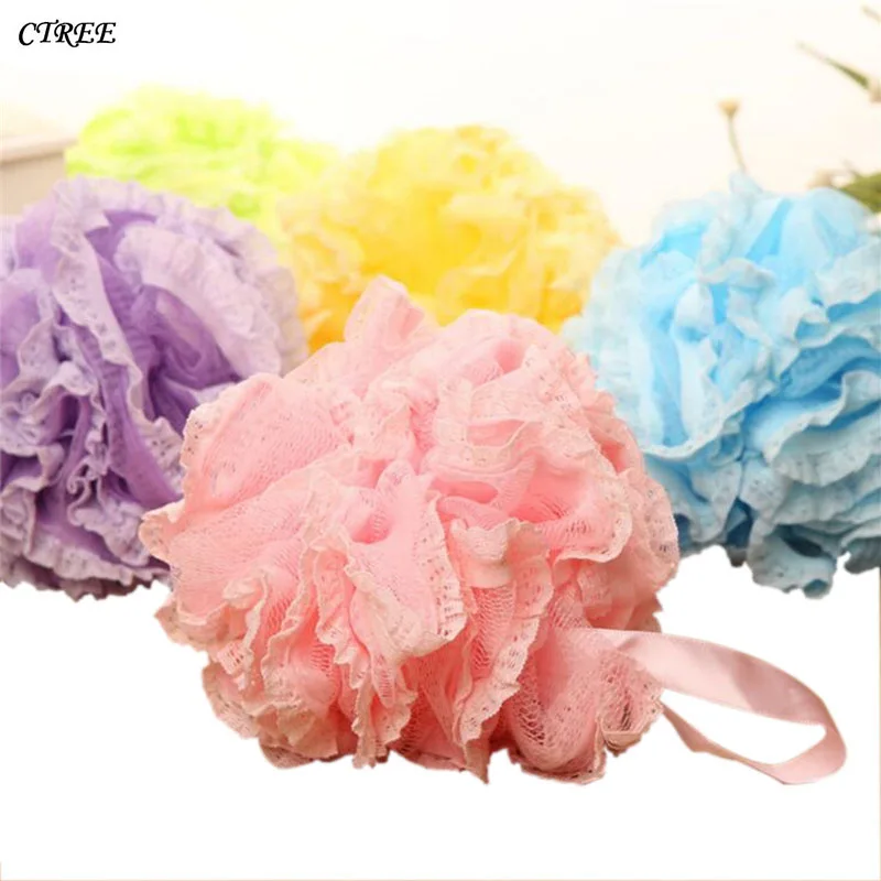 

CTREE Lace edge Bath Ball Skin Towel Shower Scrubber Soap Bubble Soft Puff Spa Bath Body Cleaning Mesh Flower Shower Sponge C06
