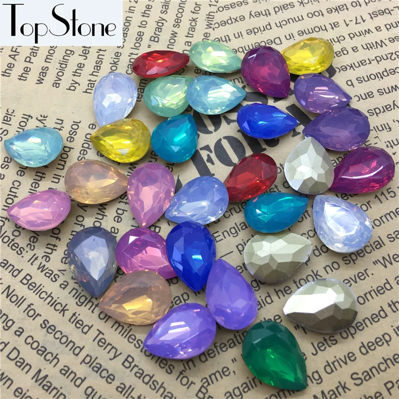 TopStone 50 шт. 10x14 мм 13x18 опал в форме слезы стразы полимерные кристаллы Необычные