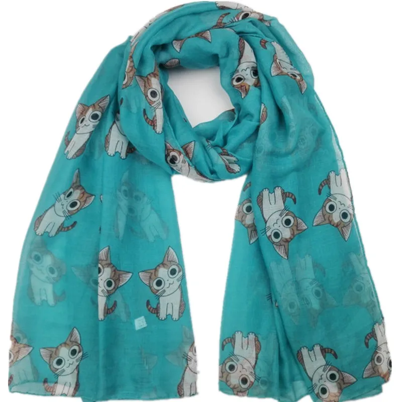 2020 Модный милый шарф с рисунком животного и кошки Женский детский для
