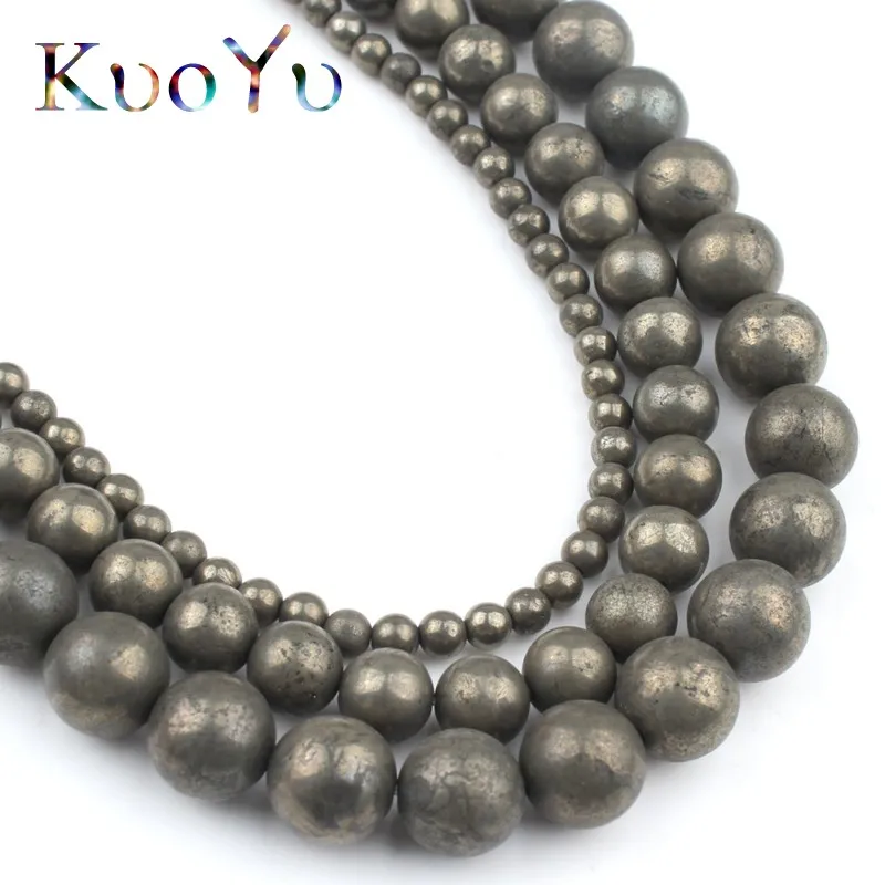 Бусины из натурального камня железа пирита круглые бусины россыпью для