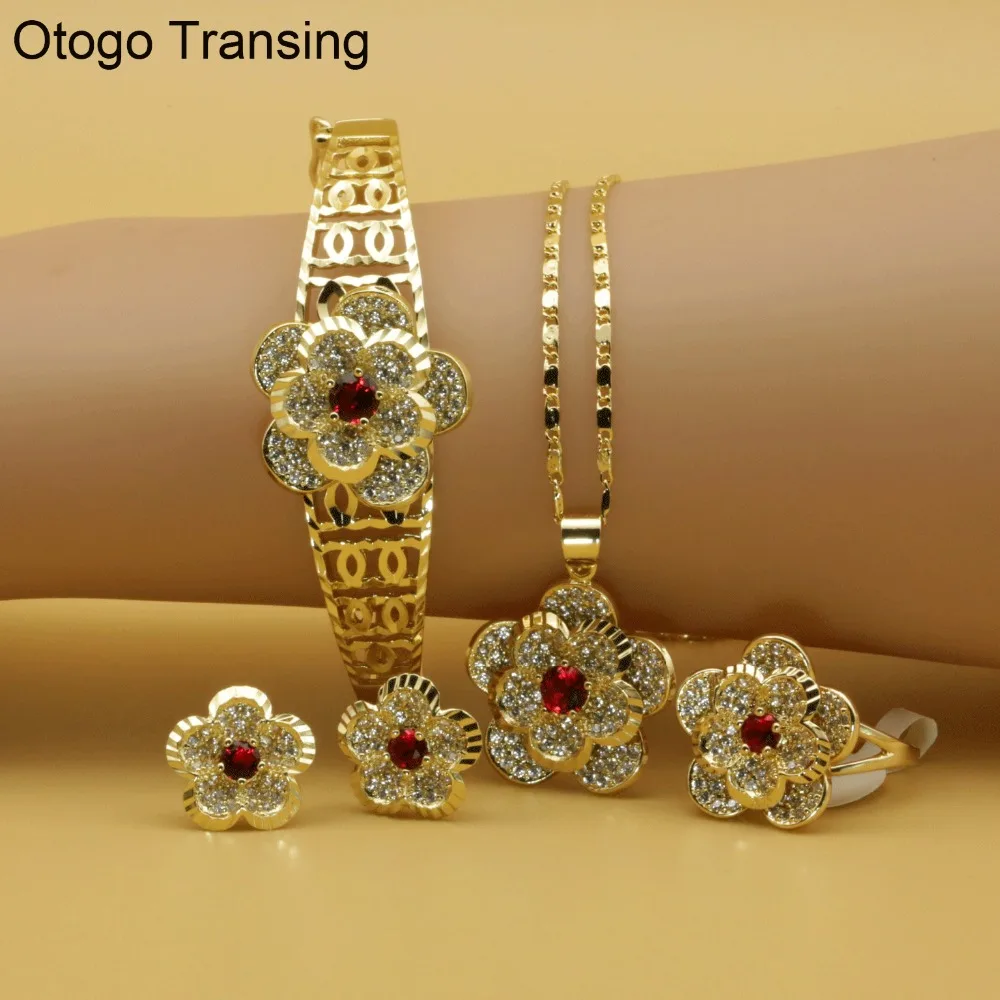 Женский комплект ювелирных изделий Otogo transming модный красный кристалл кольцо