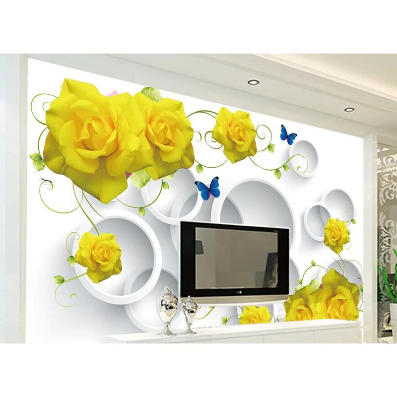Фотообои 3d рюкзак для телевизора обои Желтая роза цветок росписи на диван
