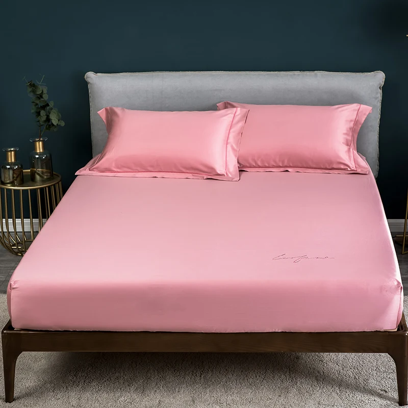 Solid Color Satin Craft Home Textile 60S Long-Staple Cotton Sheets Mattress Cover Bed Sheet Fitted Bedspread Queen Size | Дом и сад