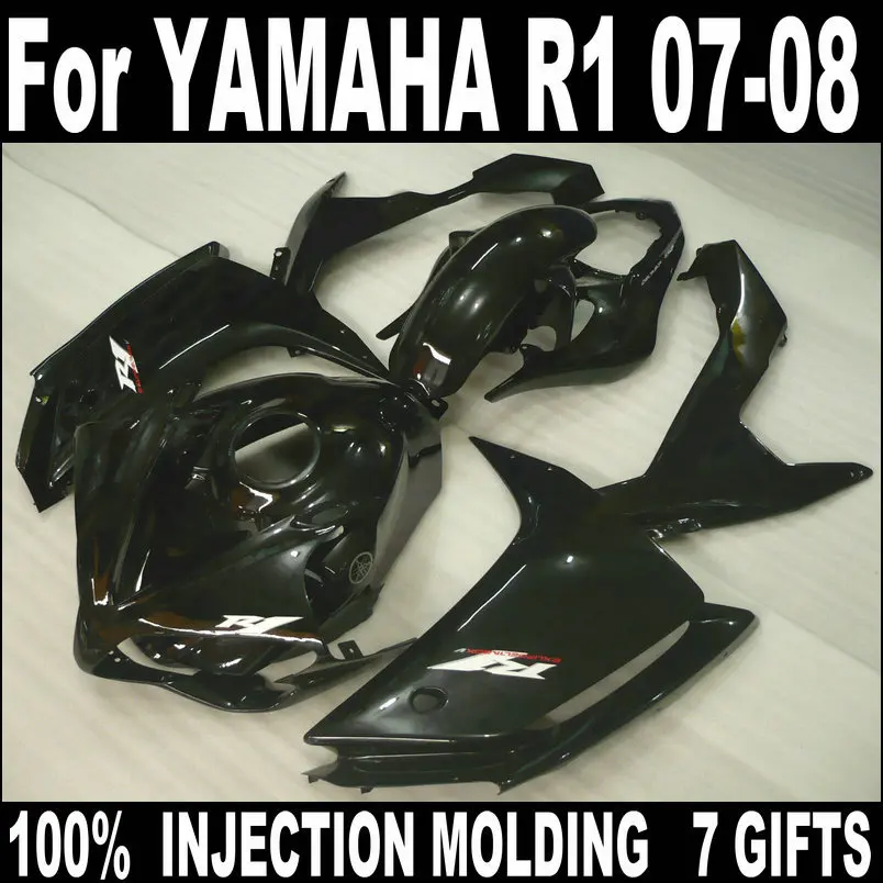 Черные Обтекатели из АБС-пластика для литья под давлением Yamaha YZFR1 2007 2008 комплект