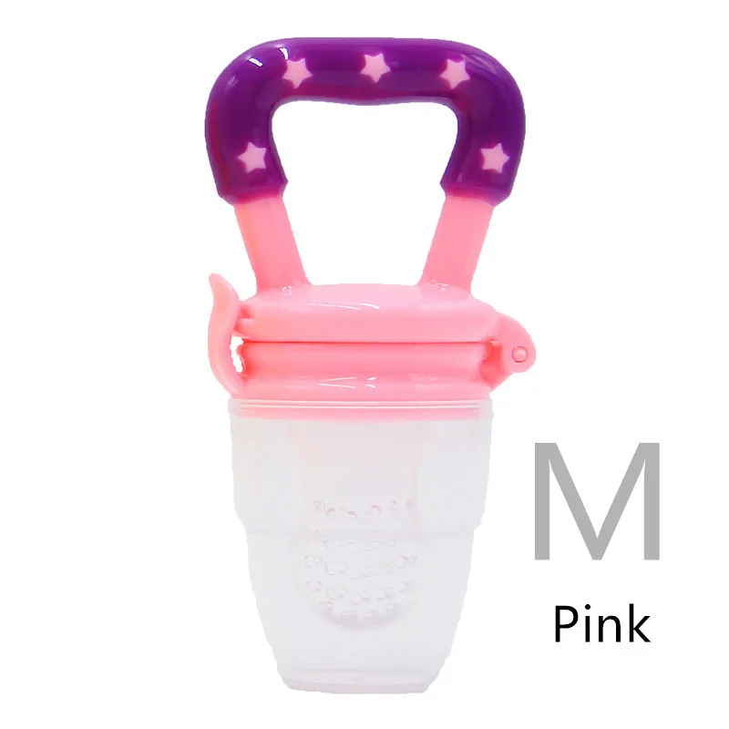 Pink M Силиконовые Прорезыватели, безопасный питатель для укуса, пищевая соска, Прорезыватель для зубов, 1 шт., детский грызунок для девочки Соска-фрукт, еда для укуса, уход за полостью рта, 4-12 м - Цвет: Pink M