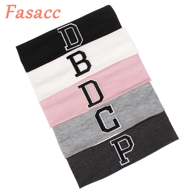 

FASACC Baby Boys Girls Intital Letter Headbands Child Kids Soft Solid Cotton Elastic Headwear Hair Band Hair Accessories A220