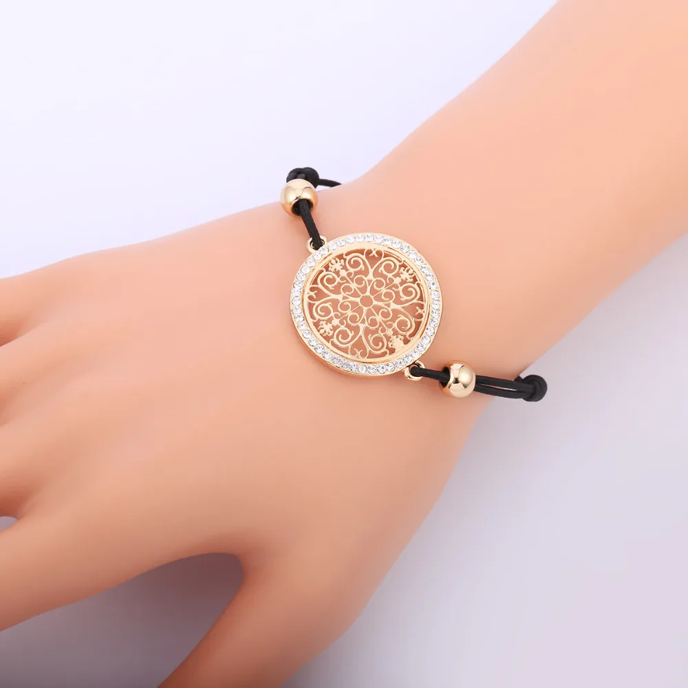 2018 Fashion Crystal Charm Bracelets For Women Gold Color Link Chain Cuff Bracelet Bangles Jewelry Valentines Day Party Jewelr | Украшения