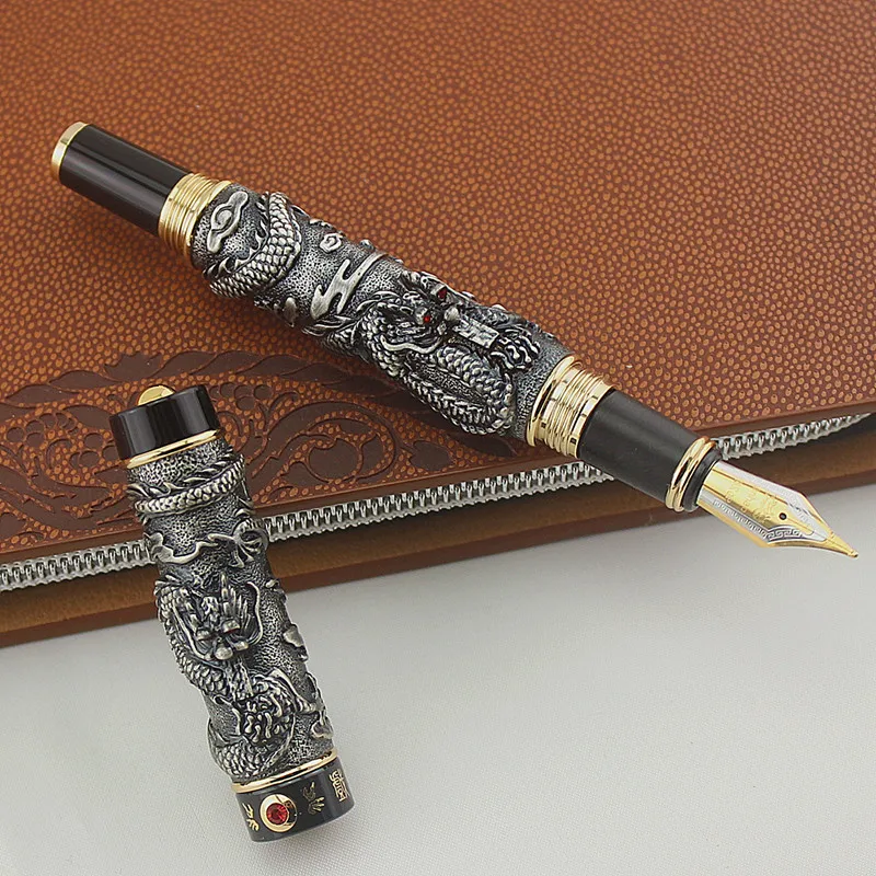 JINHAO серая перьевая ручка перо с широким основанием DRAGON PLAY|fountain pen writing|fountain penquality