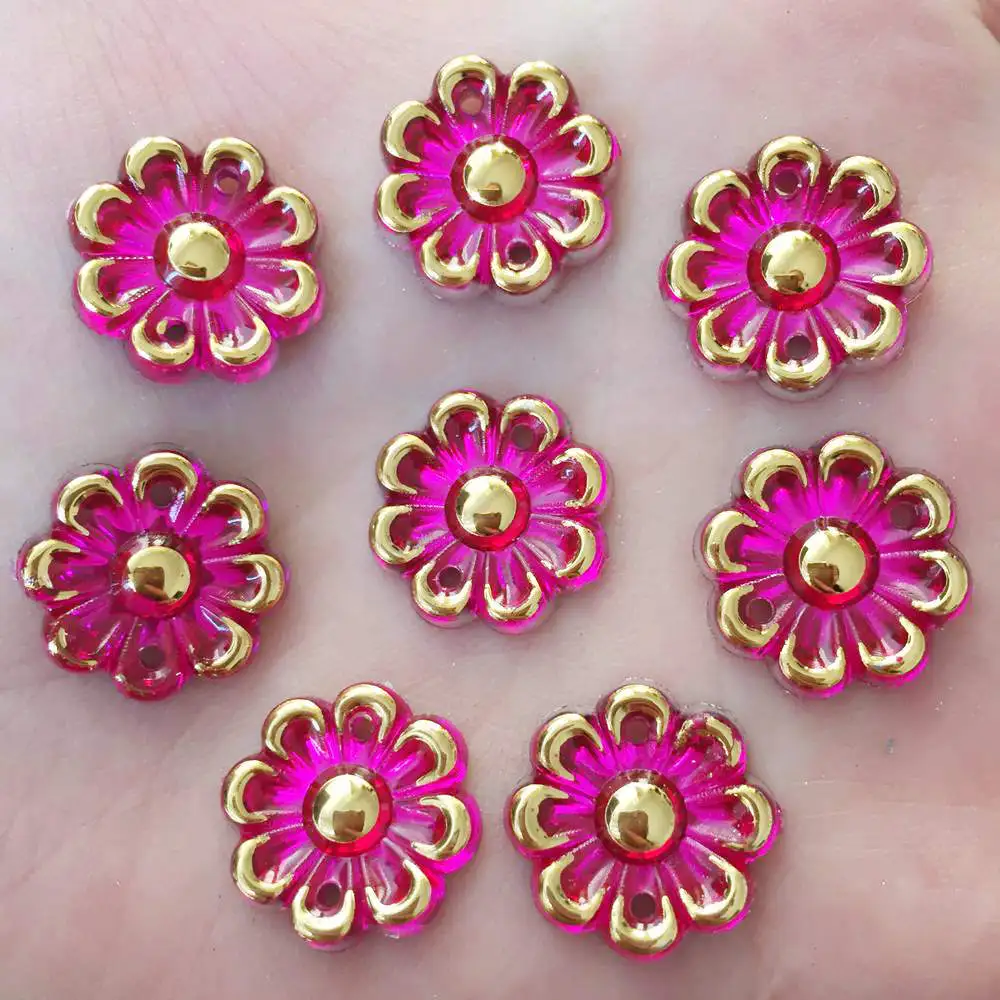 40 шт. блестящая Смола 16 мм Цветок золотая линия плоская задняя Стразы Свадебные