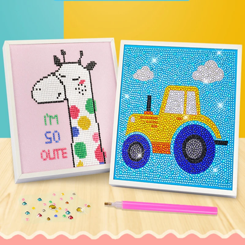 children 19*19cm big size diamond stickers with wooden frame/kids cartoon Diamond painting for DIY handmade educational toys | Игрушки и