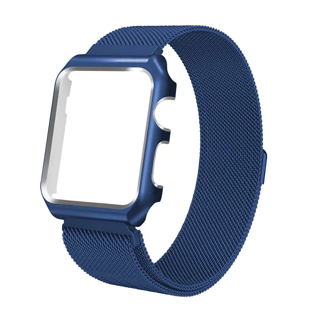 Blue Yolovie Металлическая петля Starp для Apple Watch 5 4 Band 44 мм 40 мм, металлический защитный чехол для iWatch 3 2 1 42 мм 38 мм браслет наручный ремень - Цвет ремешка: Blue