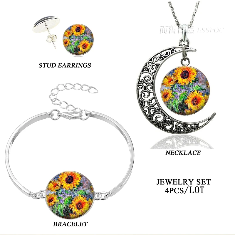 Ожерелье + серьги браслет с подсолнухами|crystal set|fashion setearrings necklace |