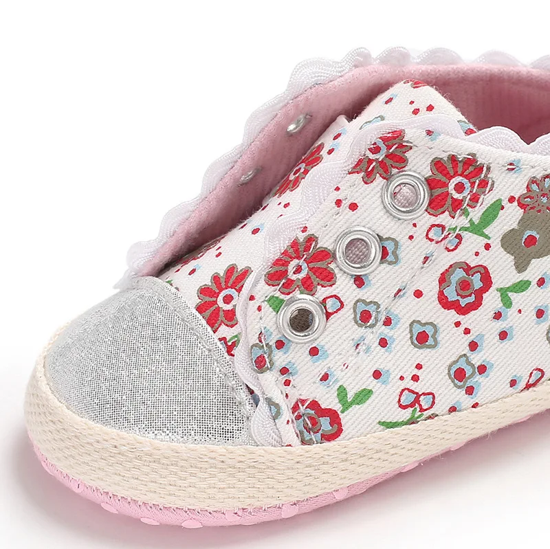 

Cute Casual Sneakers Baby Girls Shoes Soft Sole Anti-slip Floral Lace Pattern Crib Shoes First Walkers Baby Shoes Sale