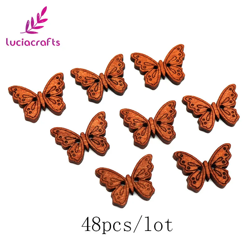 48pcs Lucia crafts 12 шт/48 шт 23x17 мм 2 отверстия формы Деревянные Кнопки DIY одежды одежда Скрапбукинг аксессуары E0220 - Цвет: 48pcs