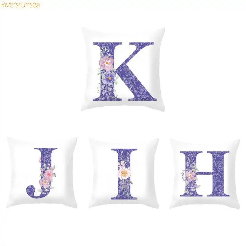 Подгонянные 26 Английских Букв подушки Простой Фиолетовый Алфавит цветочный