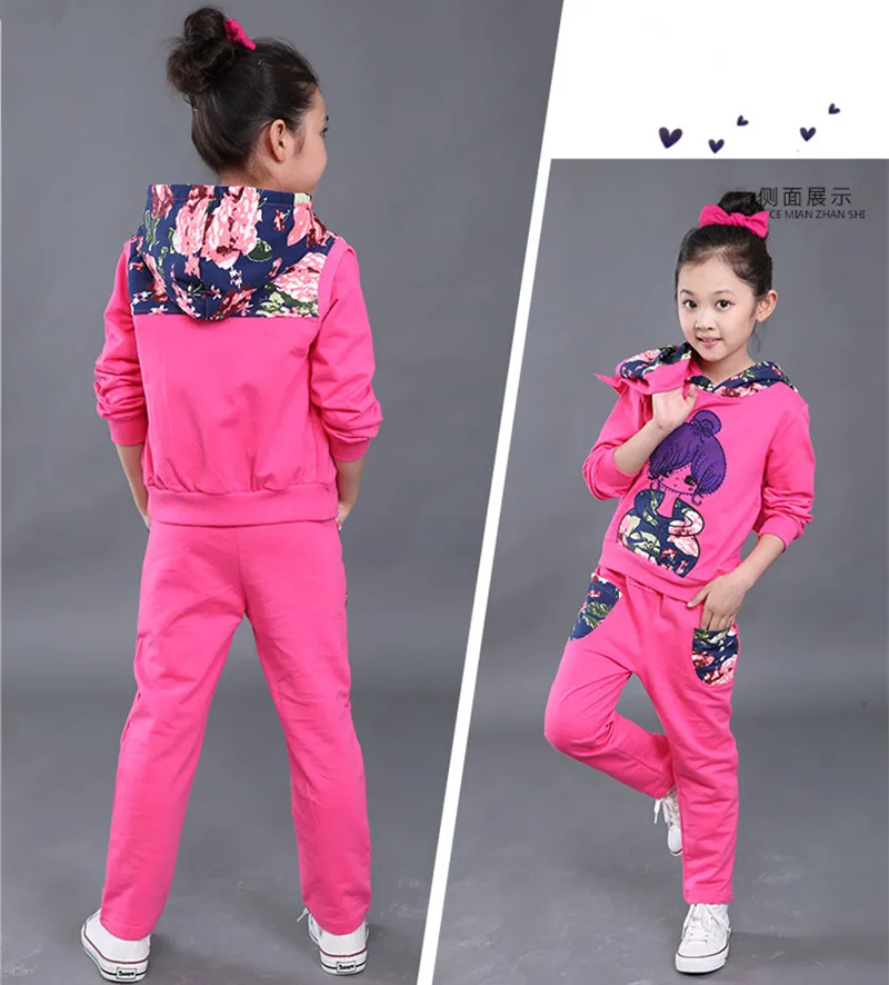 Осенний жилет с капюшоном для девочек Комплекты со штанами Ropa Детская одежда