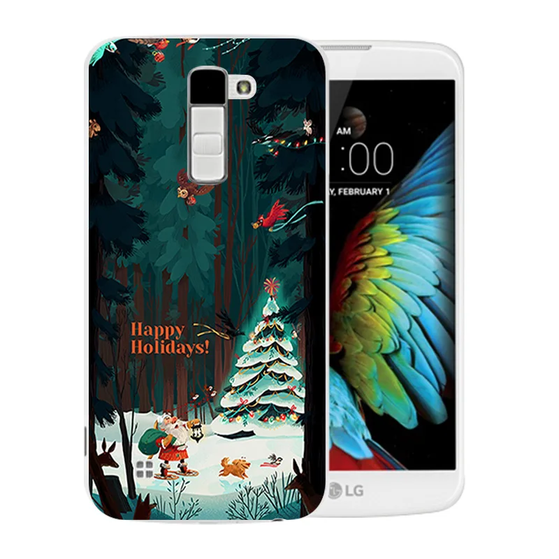 Чехол для LG K10 LTE K420N K430 K430ds F670 Мягкий ТПУ чехол задней панели с веселым X'MAS узором