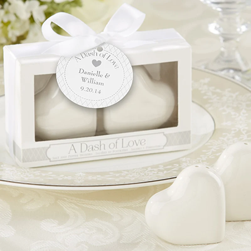 

wedding favor gift for guest ceramic Favors "A Dash of Love" Ceramic Heart Salt & Pepper Shakers party favor gift 30sets/lot