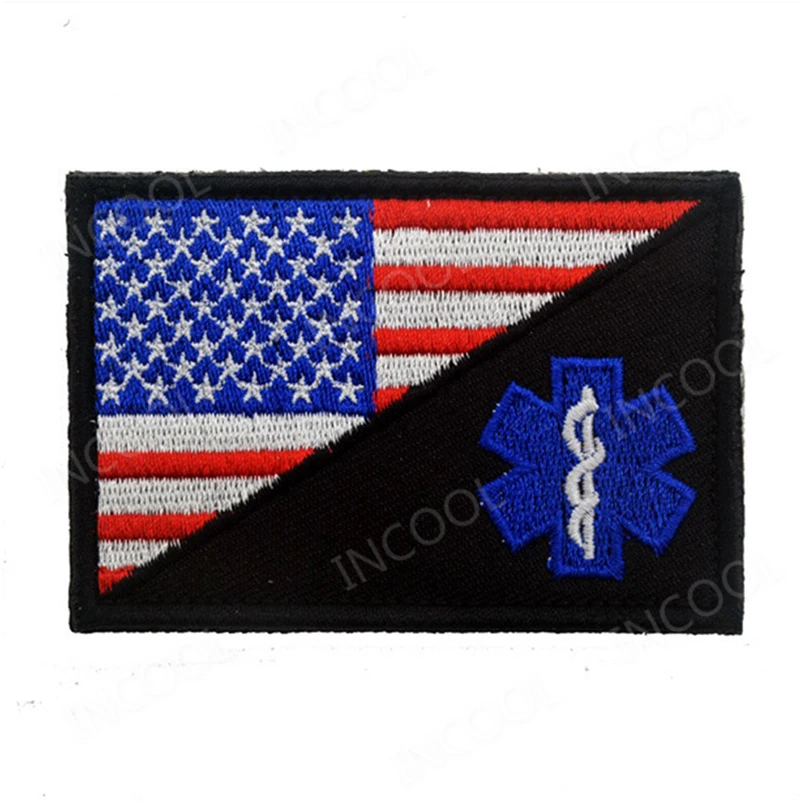 13 Embroidery 8X5 CM Флаг США/EMT звезда жизни вышивка патч фельдшер медицинская помощь крест военный боевой патчи эмблема вышитый значок - Цвет: 13 Embroidery 8X5 CM
