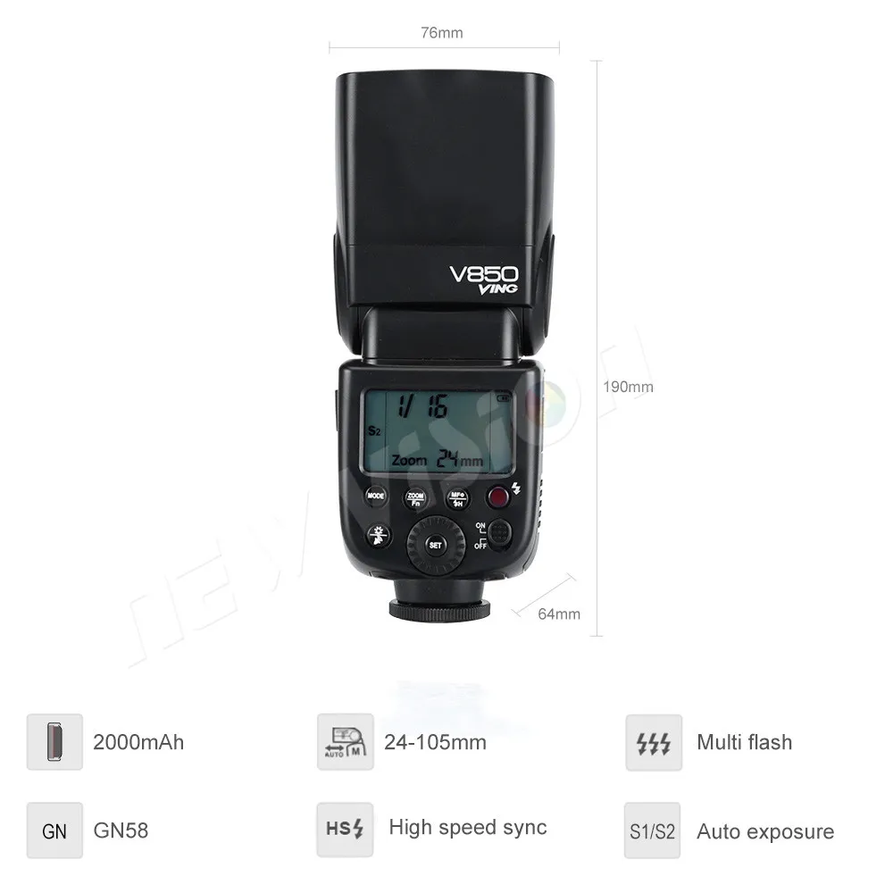 Скоростной светильник Godox V850 GN58 с перезаряжаемой литий-ионной батареей Speedlite
