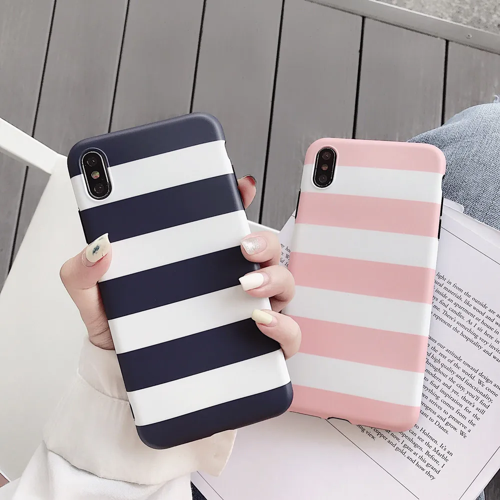 Простой чехол в полоску для телефона Iphone XS MAX X XR 7 8 Plus 6 S силиконовый Coque Fundas