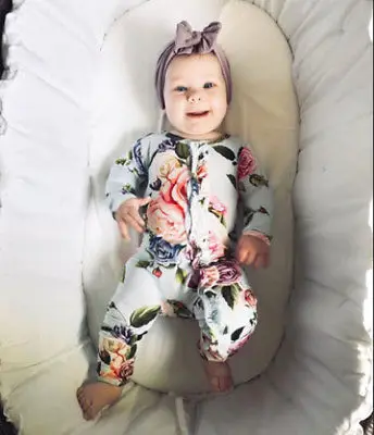 Новый весенне-осенний комбинезон с цветочным рисунком милый длинными рукавами