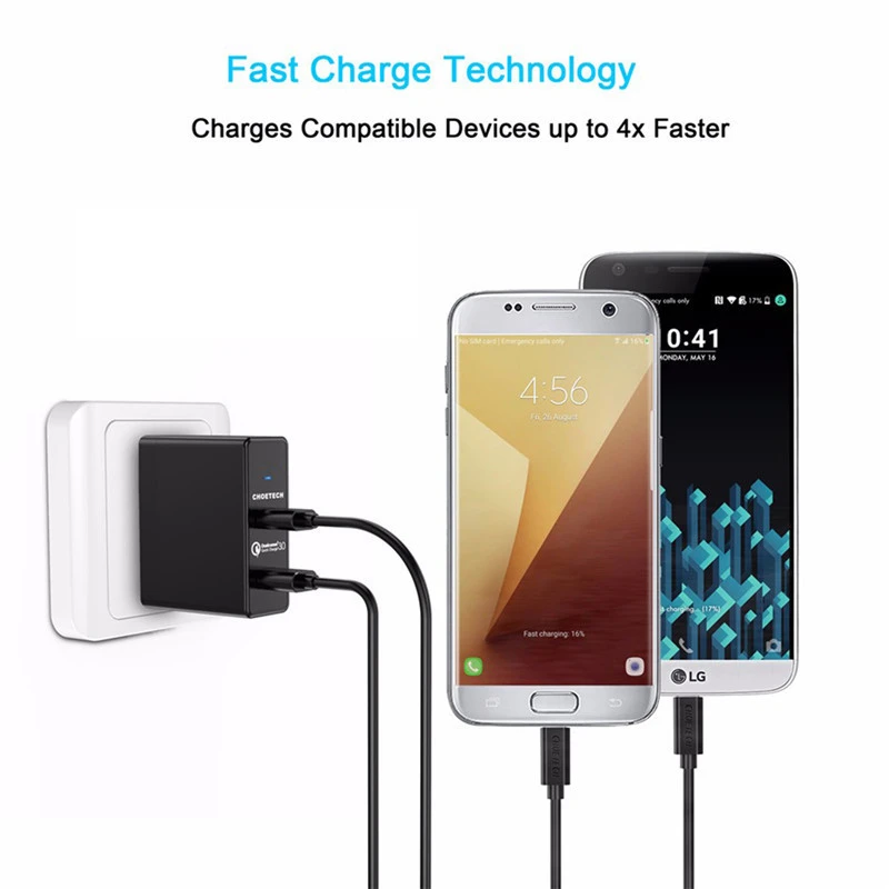 Choetech мобильного телефона заряда QC3.0 Быстрый США Plug Путешествия стены Зарядное