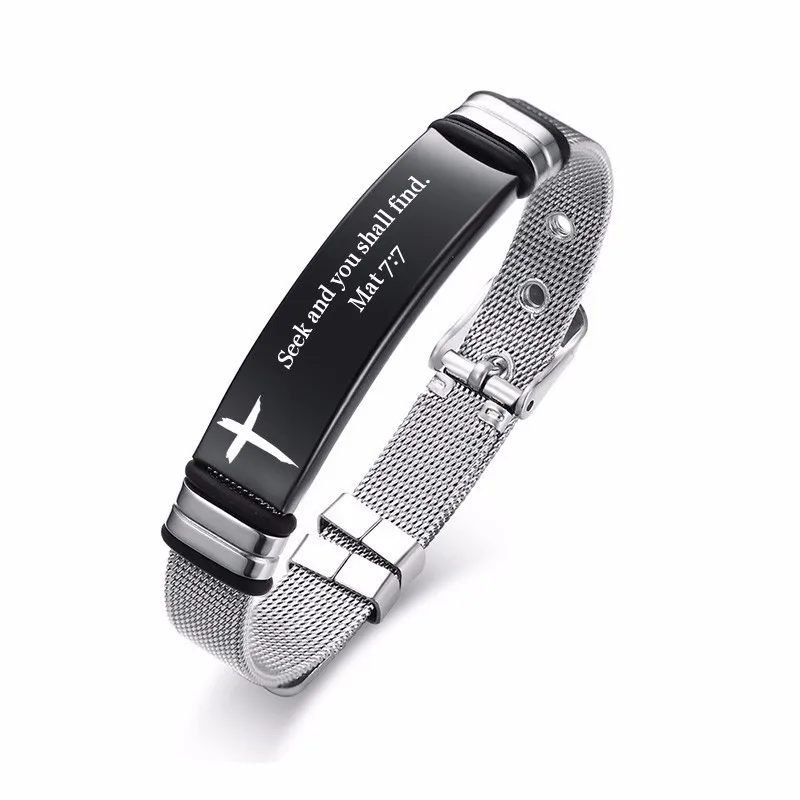 Style16 Faith Hope Love, браслет с лазерной гравировкой, браслет из нержавеющей стали для мужчин и женщин, стих из Христианской Библии, ювелирные изделия - Окраска металла: Style16