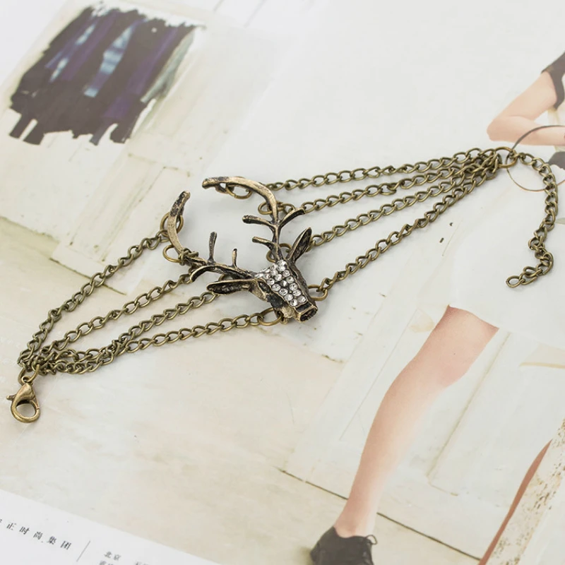 1 шт. многослойный браслет в стиле ретро стразы из бронзы и золота|Браслеты с