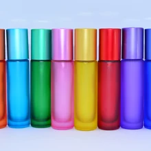 100 шт./лот толстый красочный матовый 10 мл 1/3oz надевание крышки сверху Стекло флакон духов духи эфирное масло косметика парфюмерия диспенсер роликом мяча