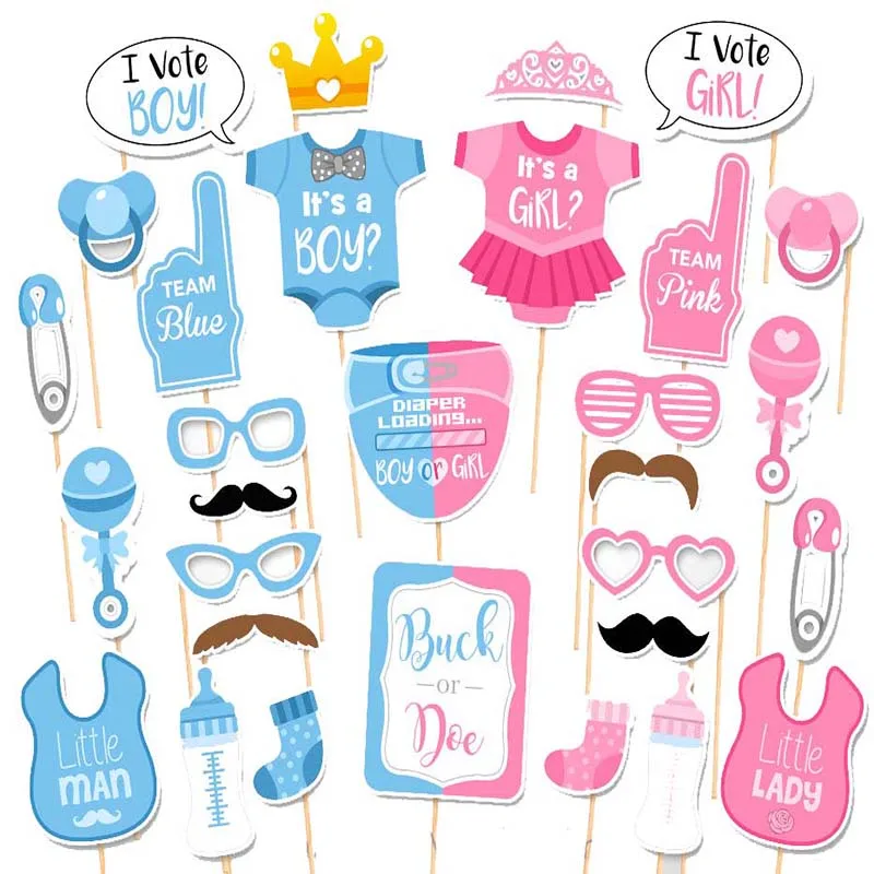 Lovely Baby Shower украшения Photo Booth Реквизит его мальчик или девочка Пол выявить вечерние украшения для подарка поставки