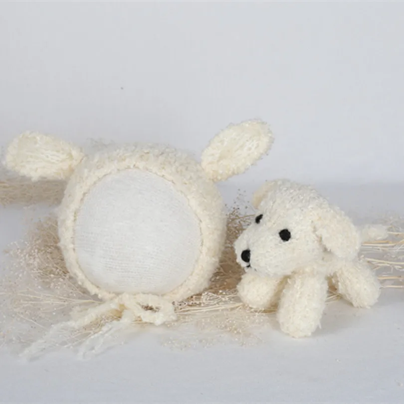 Crochet Cute Panda Hat Stuffed Toy Neutral Animal Bonnet Kitted Newborn Props Baby Boy Girl Shower Gift Photo | Детская одежда и